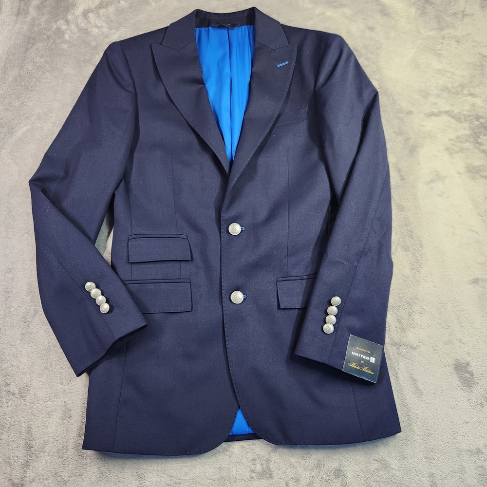 New Brooks Brothers United Airlines Pilot Navy Blue Blazer Jacket 32R Retired